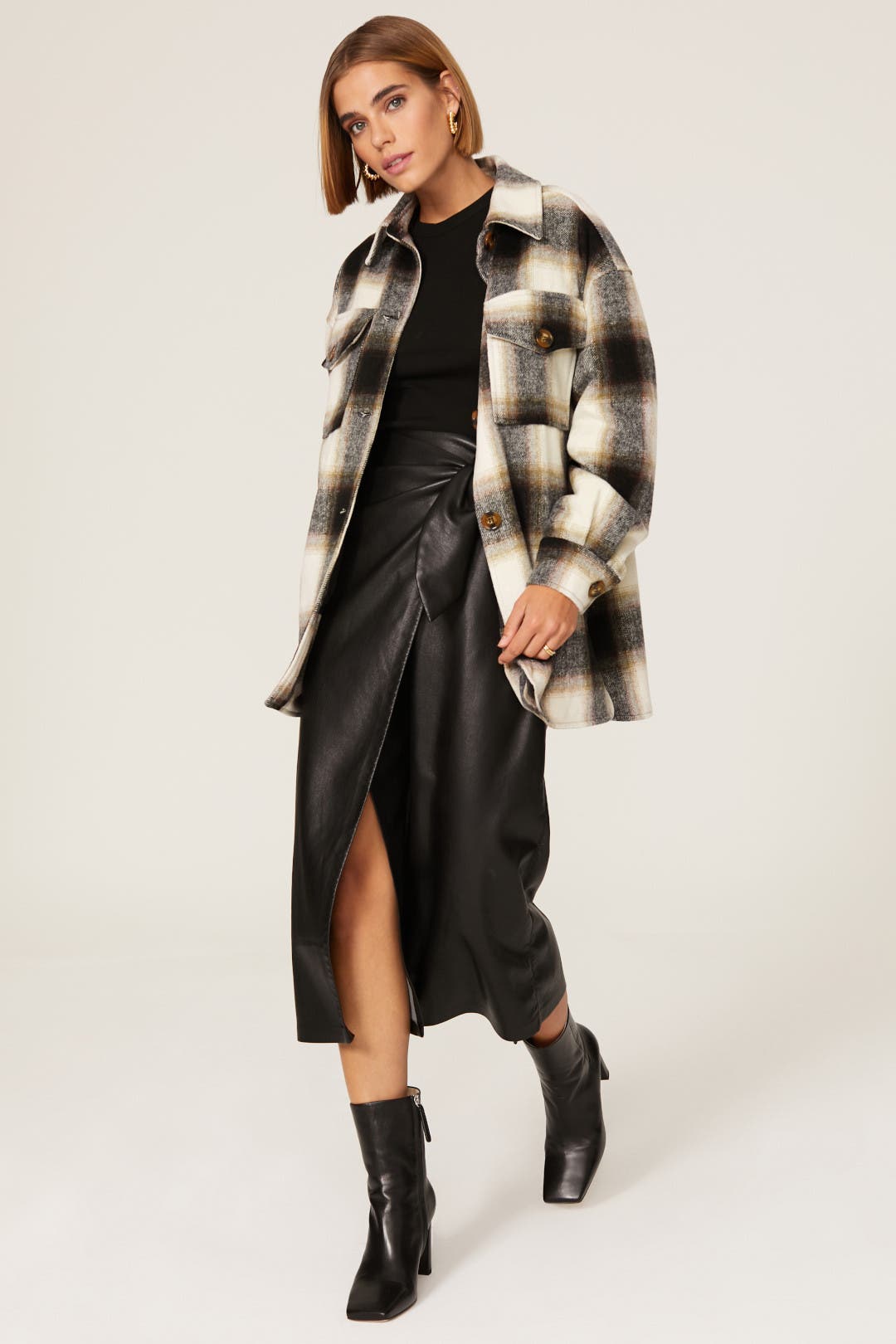 Kero　IRENE Shadow Plaid Jacket Kero IRENE Shadow Plaid Jacket Black-and-white tweed jacket