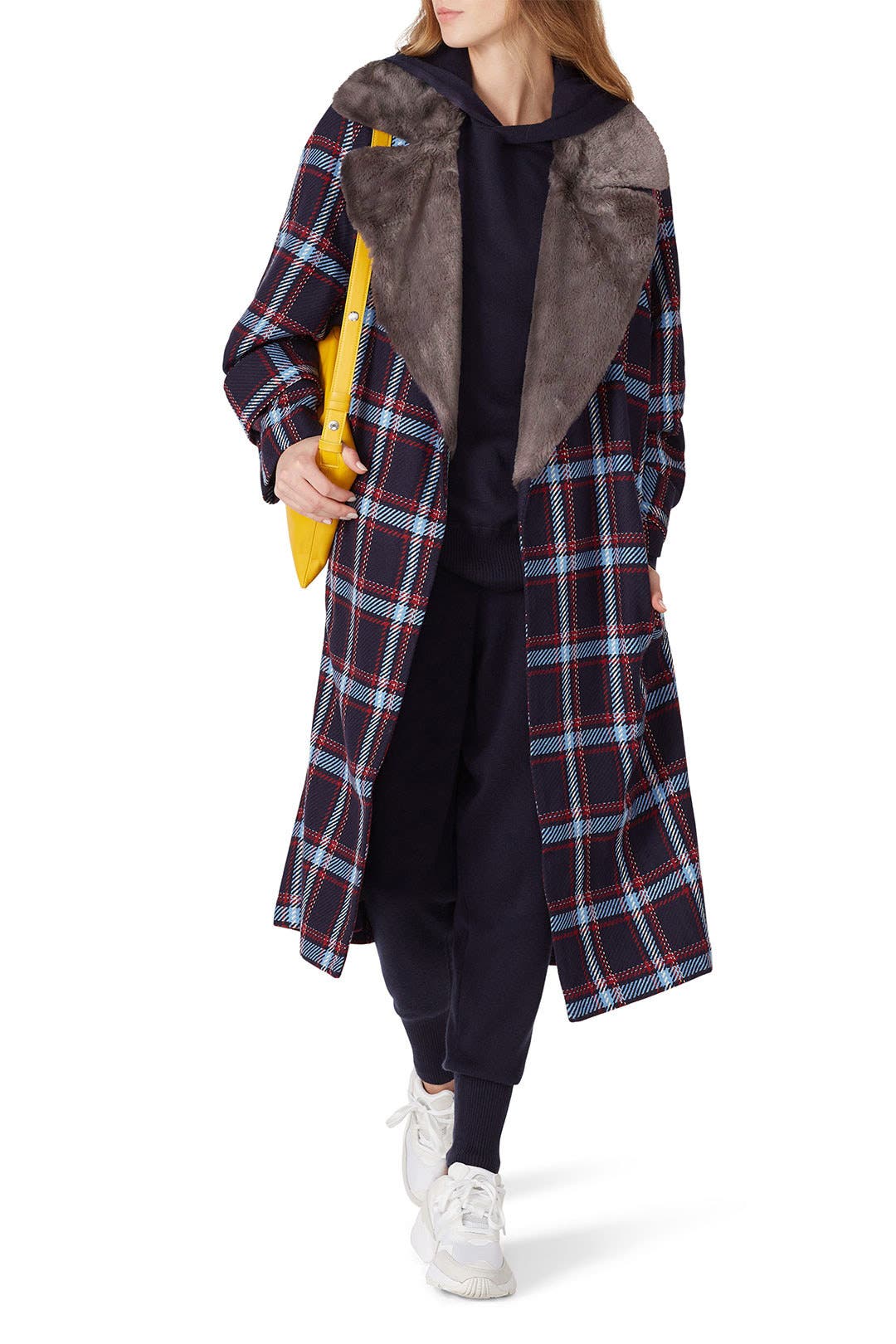 Oversized Tweed Faux Fur Collar Coat by Victor Alfaro x RTR | Rent
