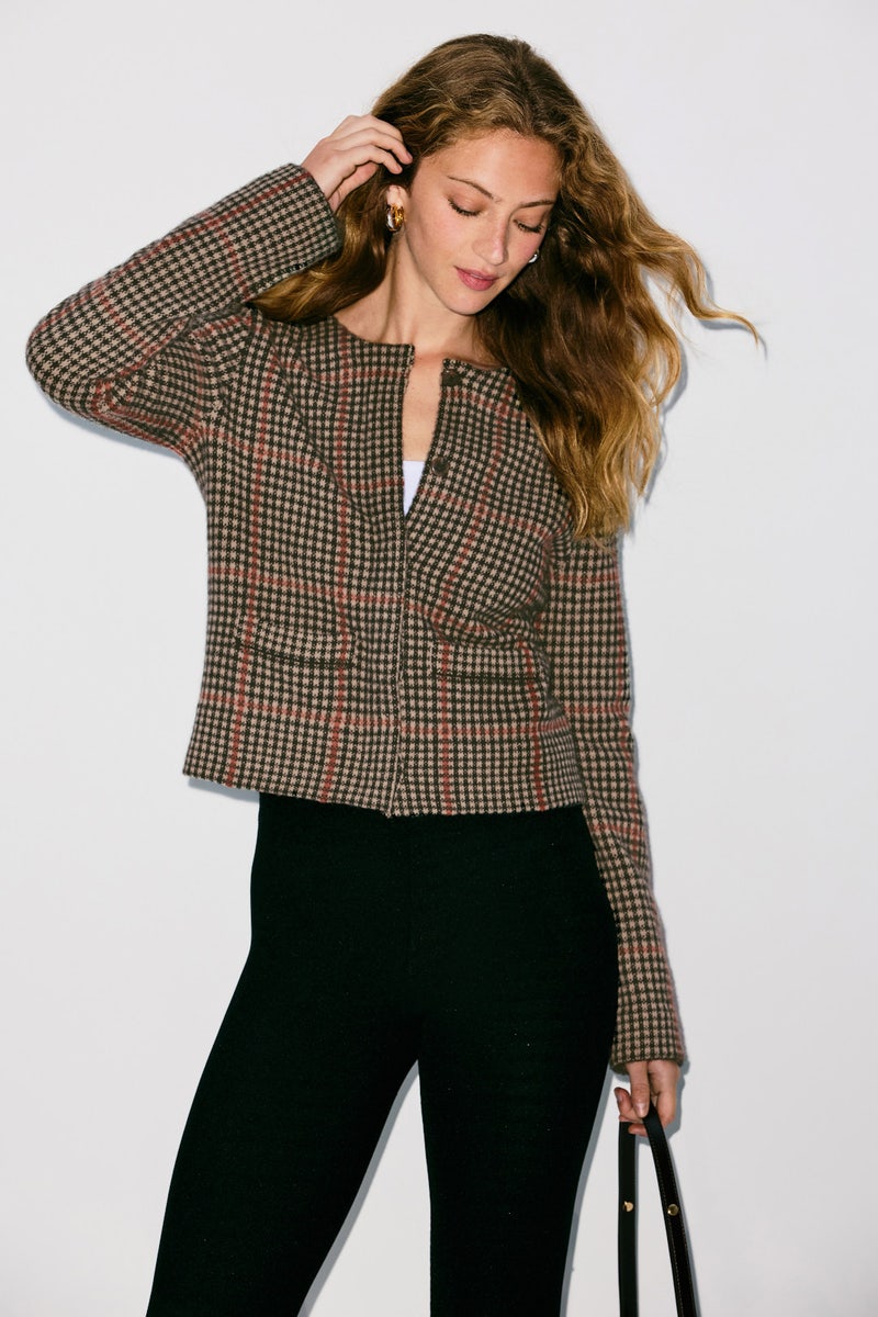 Intarsia Glen Plaid Jacket by VINCE. - Photo 0