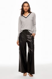 Deep V Contrast Trim Sweater by CeCe