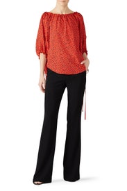 Red Drawstring Balloon Blouse by Derek Lam 10 Crosby x RTR