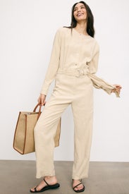 Belted Jumpsuit With Popper Placket by BOSS