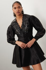 Black Embroidered Mini Dress by Maje