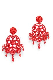 Red Dreamcatcher Earrings by Oscar de la Renta