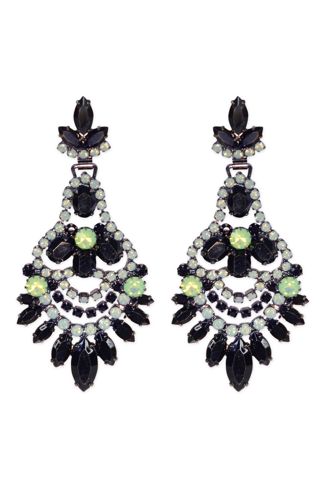 Jet and Jade Navette Earrings by Elizabeth Cole