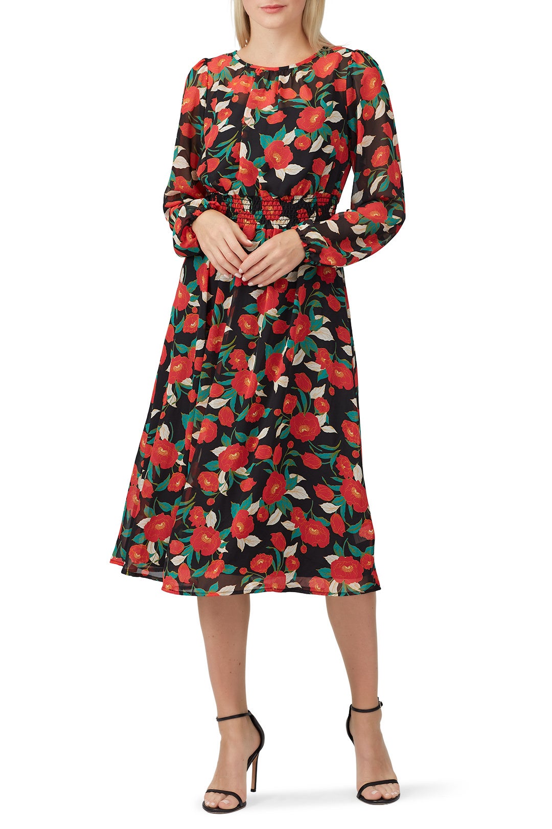 Floral Crew Neck Midi Dress  by Louna 0
