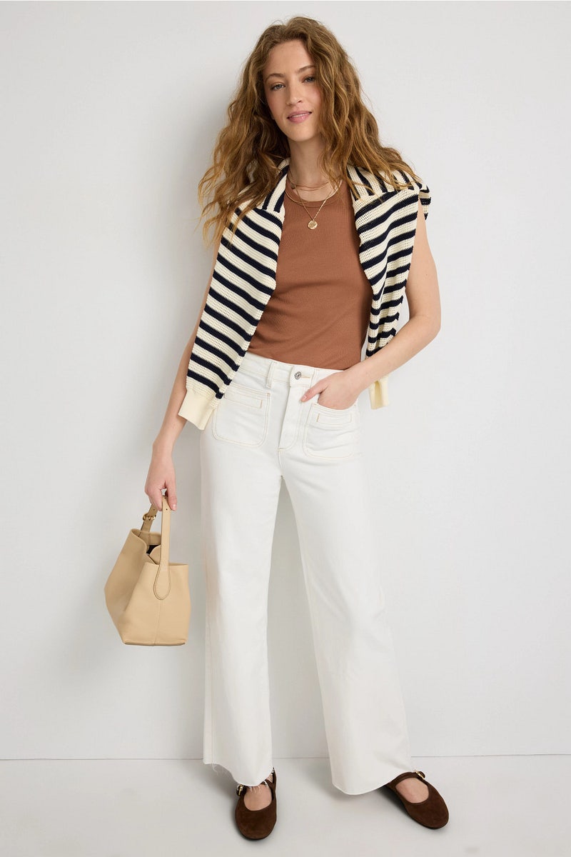 White Aneesa Wide Leg Jeans by PAIGE - Photo 0