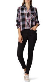 Black Plaid Hunter Top by Rails