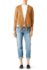 Toffee Fringe Leather Jacket by Derek Lam 10 Crosby