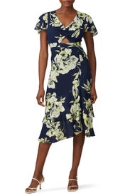 Navy Flutter Sleeve Dress by Great Jones