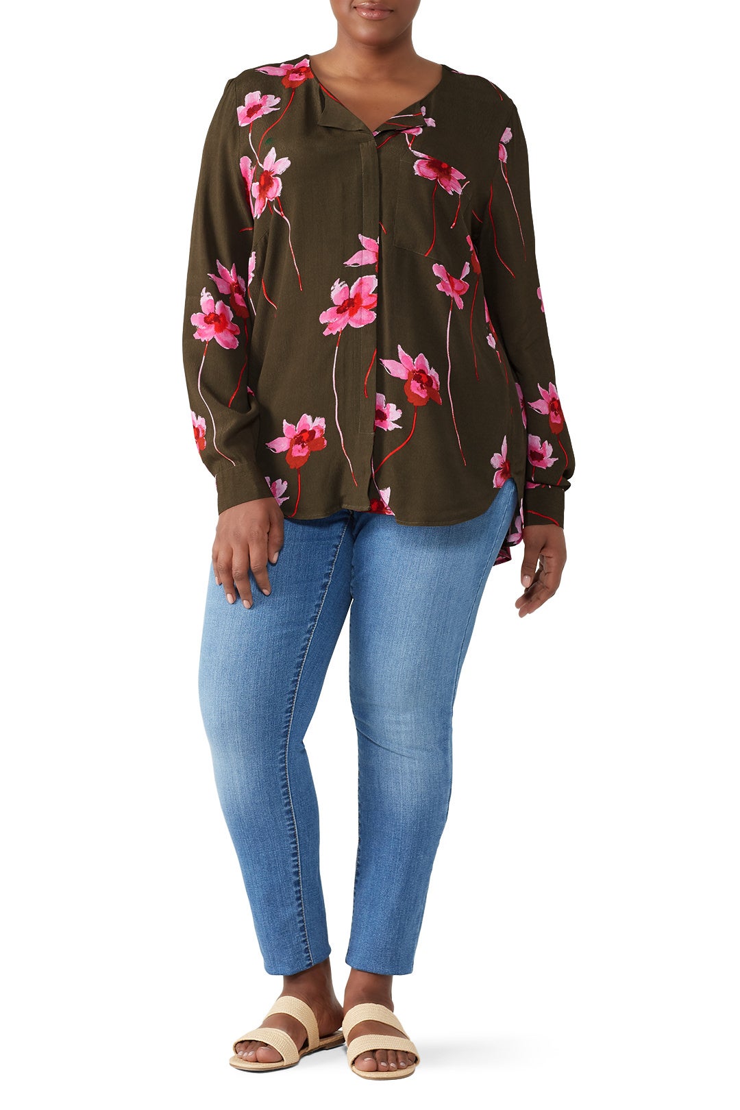 Floral Printed Button Down by JUNAROSE 0