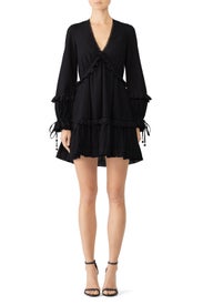 Embroidered Ruffle V-Neck Dress by SIMKHAI