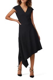 Black Asymmetrical Hem Dress by Josie Natori