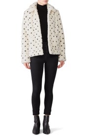 Dot Faux Fur Coat by La Vie Rebecca Taylor