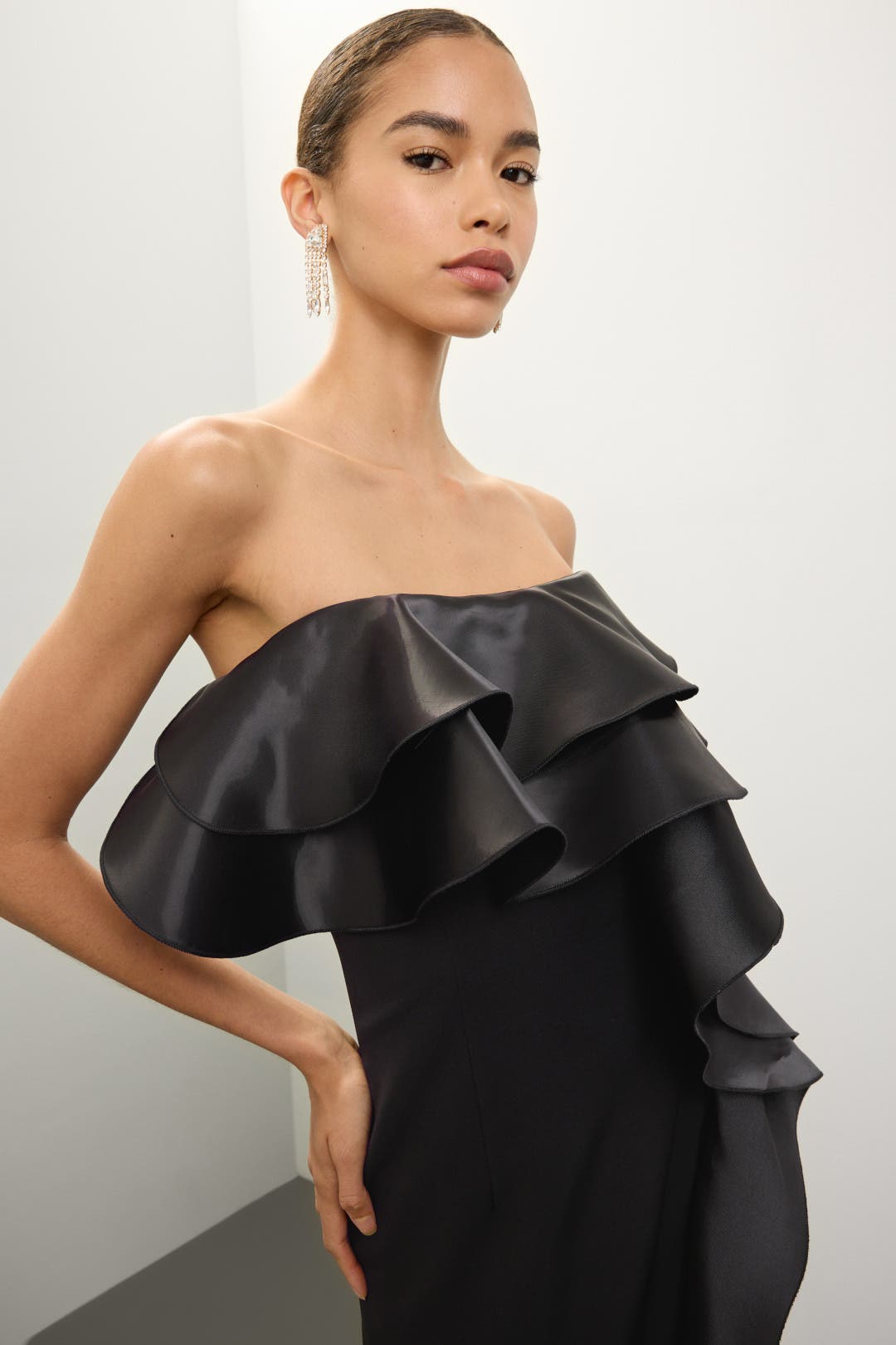 Ruffled Taffeta Maxi Dress