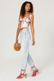 White Floral Bustier Top by PatBO