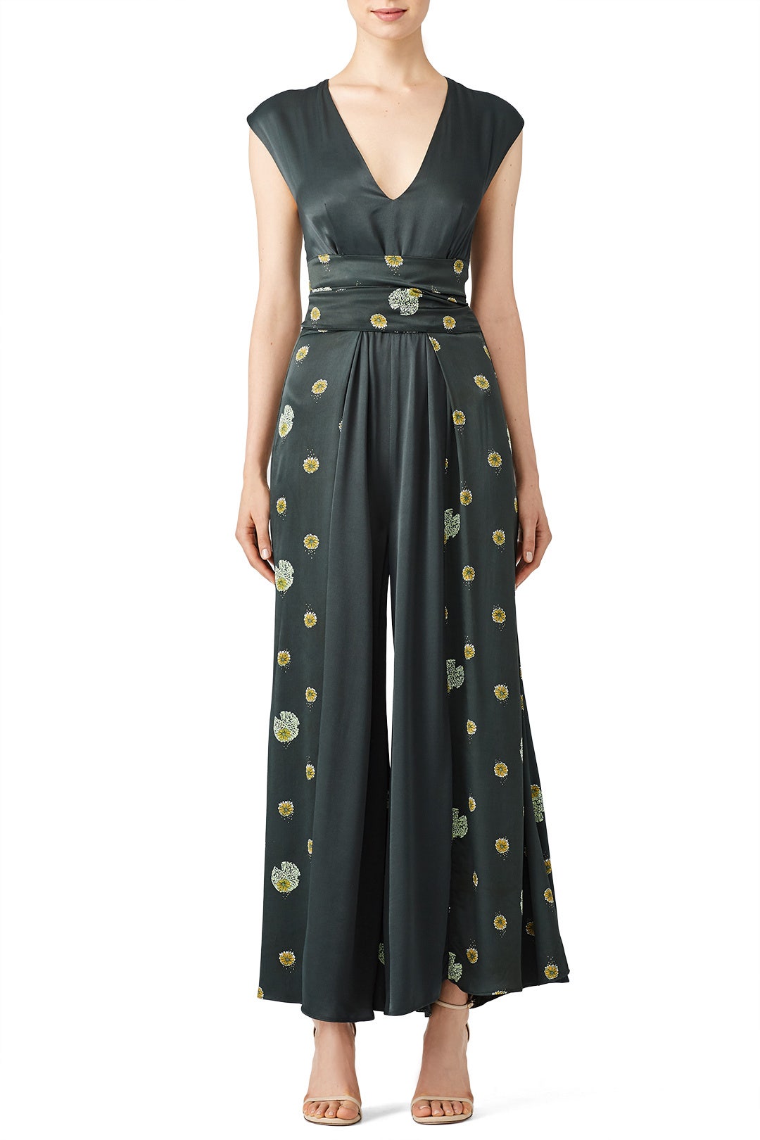 Green Printed Jumpsuit by Free People 0