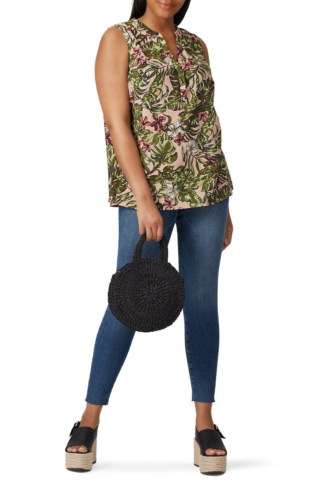 Tropical V-Neck Top by JUNAROSE 0