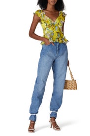Yellow Floral Ruffle Top by Marissa Webb x RTR