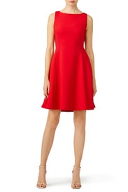 Red Open Neck Dress by Pink Tartan
