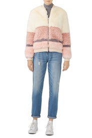 Pink Faux Fur Bomber by John + Jenn