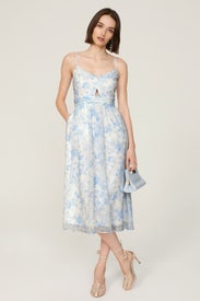 Blue Floral Midi Dress by LDT