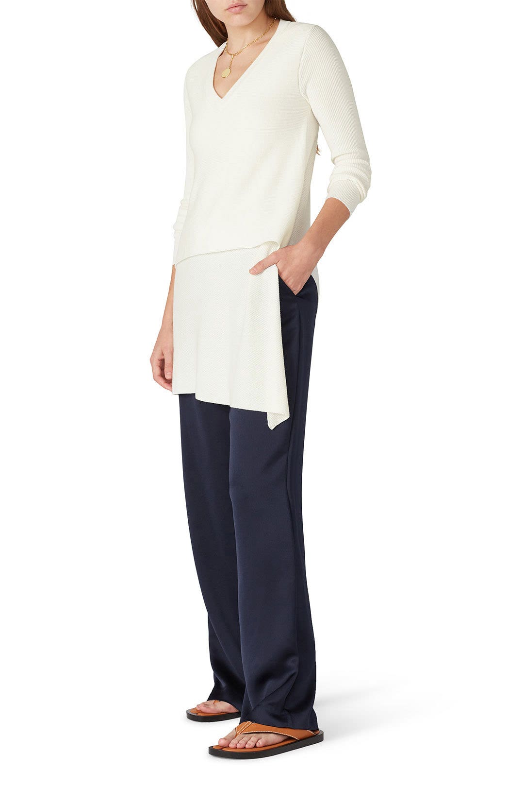 Ivory Asymmetrical Sweater by Derek Lam 10 Crosby x RTR 0