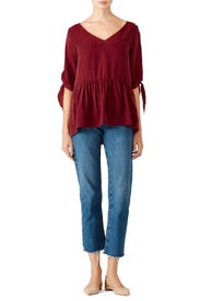 Red Tie Cuff Blouse by Paper Crown