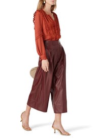 Brick Embroidered Silk Top by Rebecca Taylor NYC