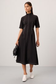 Black Mock Neck Midi Dress by Rosetta Getty x RTR