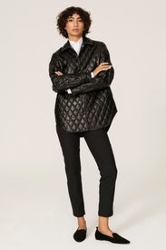 Quilted Faux Leather Shirt Jacket by Theory