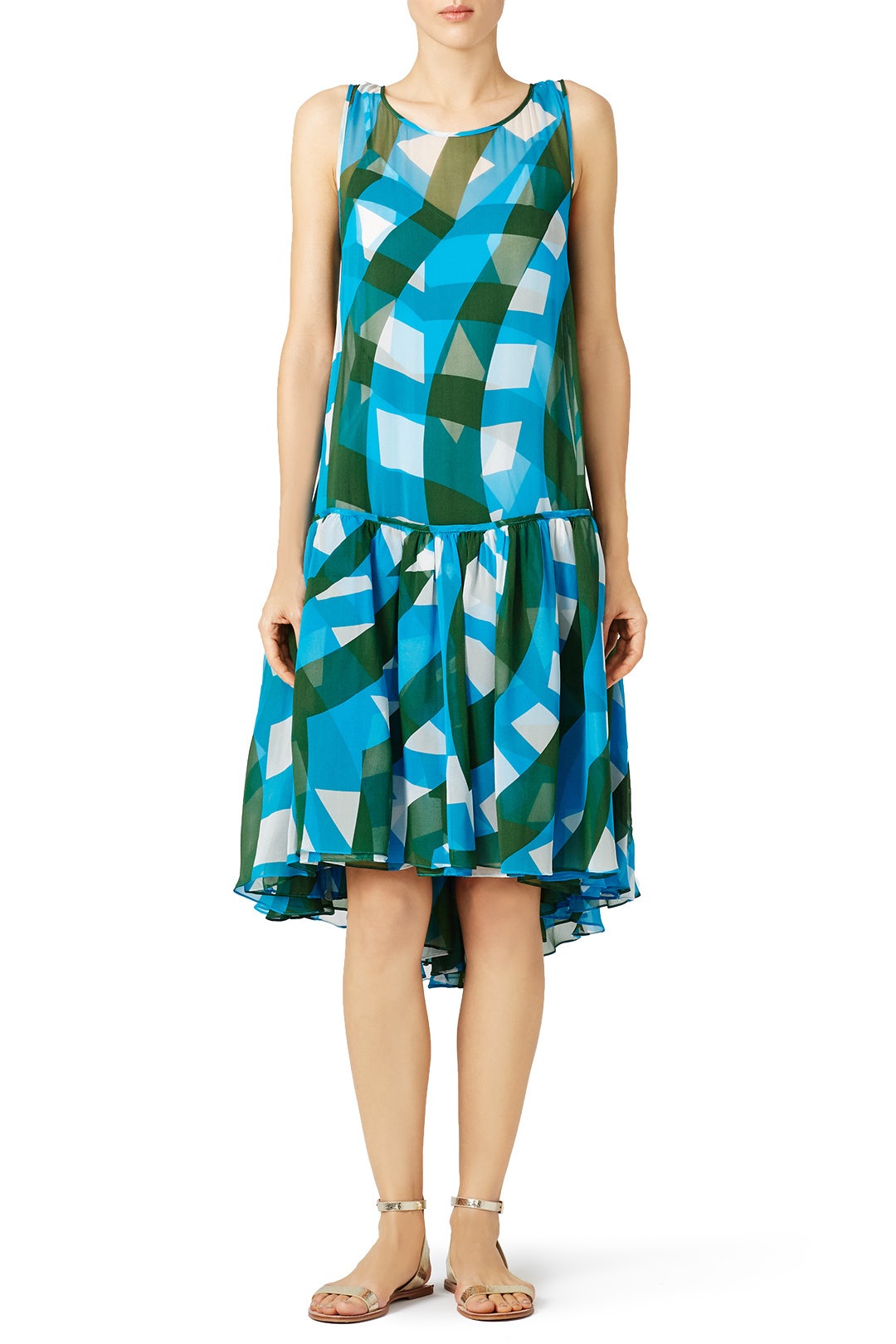 Cerulean Flounced Flyaway Dress by Tracy Reese 0