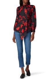 Printed Bow Blouse by Tory Burch