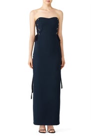 Navy Grommet Gown by Badgley Mischka