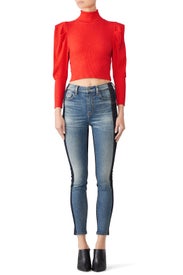 Red Lala Knit Crop Top by Free People