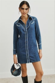 Western Piped Shirt Dress by WRANGLER