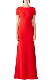 Red Cascade Gown by Badgley Mischka