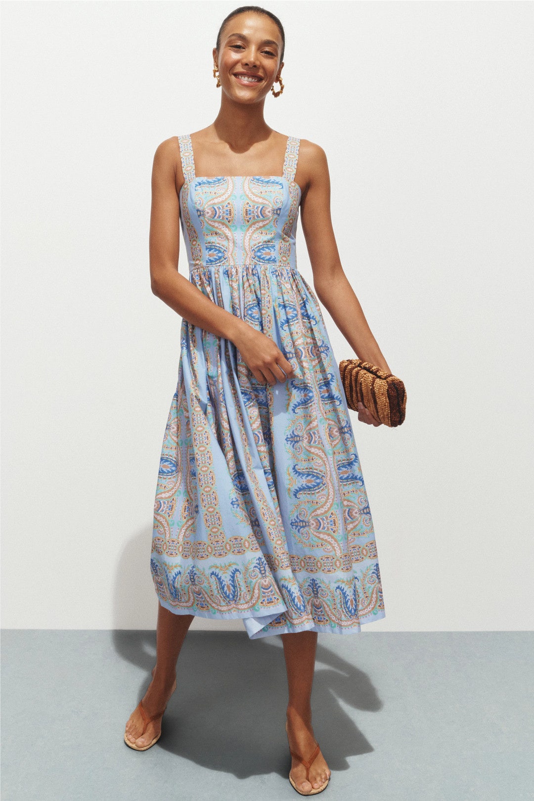 sachin and babi light blue dress Vintage 1950s Monochrome Flocked Taffeta Cocktail Dress – ALEXANDRA-KING main image 0
