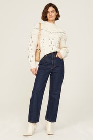 Embroidered Cable Sweater by Club Monaco