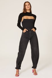 Black Mockneck Shrug by 525 America