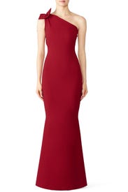 Red Bow Shoulder Gown by Chiara Boni La Petite Robe