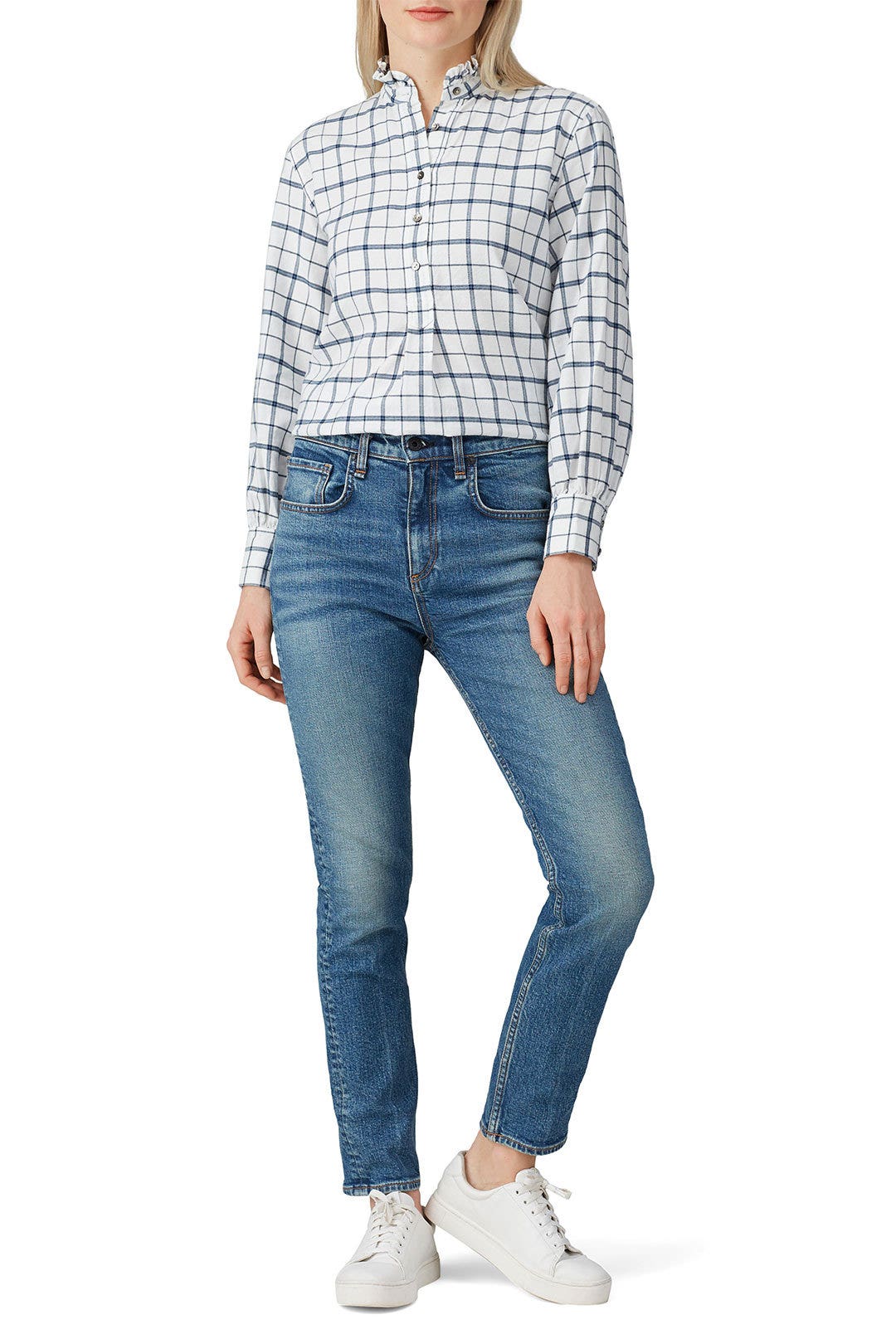 Brushed Check Long Sleeve Top by La Vie Rebecca Taylor 0