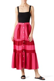 Knit Tiered Button Front Skirt by MDS Stripes