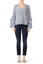 Pink Abstract Blouse by Nanette Lepore