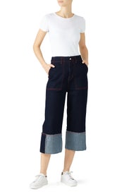 Dark Blue Wide Leg Jeans by SJYP