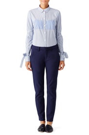 Striped Tie Sleeve Shirt by Tibi