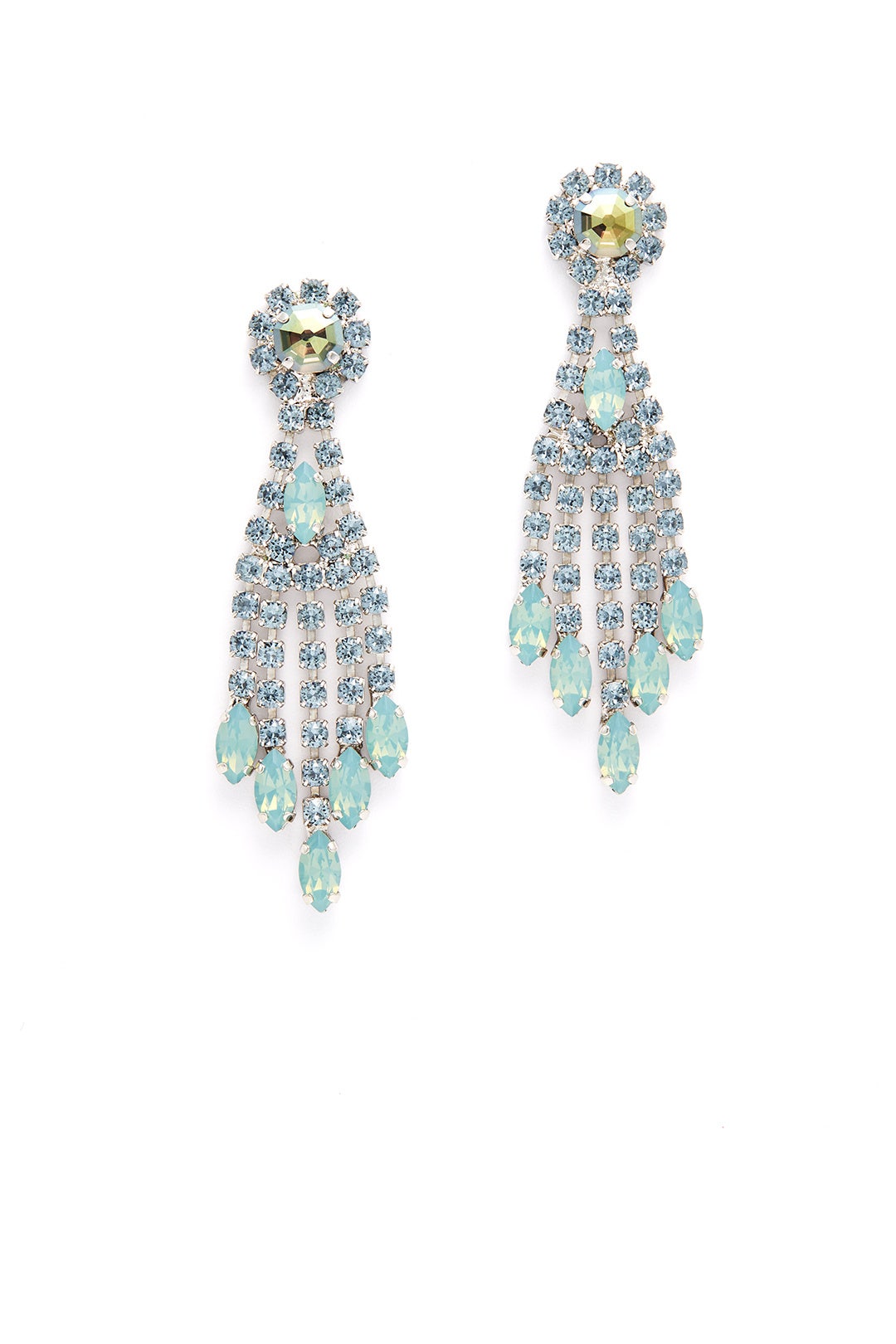 Sea Green Crystal Thread Earrings by Tova
