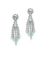 Sea Green Crystal Thread Earrings by Tova