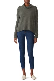 Green Draped Mock Neck Sweater by BROWN ALLAN