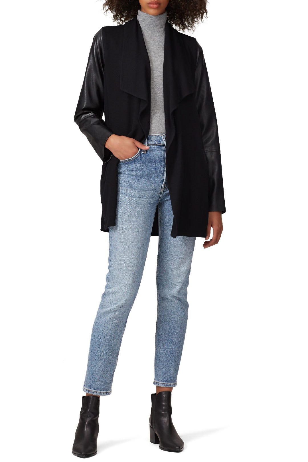 Faux Leather Contrast Jacket by Fifteen Twenty 0